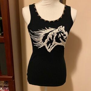 Allen R Embroidered Boho Horse Tank Top